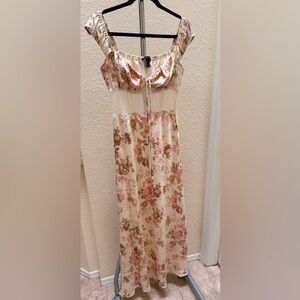 Forever 21 Floral Maxi Dress - Cream and Pink